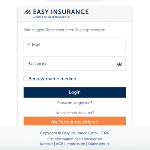Anmeldung im Partnerportal, Profil bearbeiten und Mitarbeiter anlegen – Ratgeber für Partner von Easy Insurance